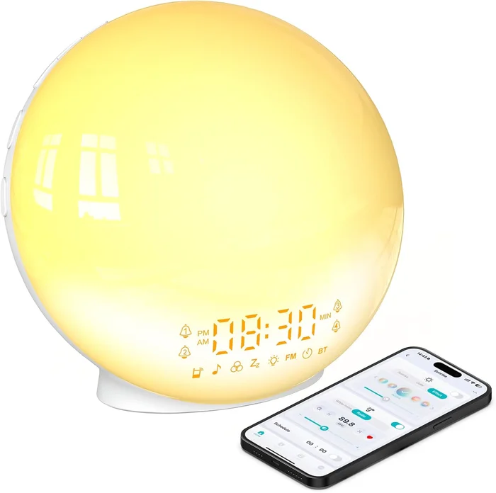 Smart Sunrise Alarm Clock with No-Signup App Control, Wake-Up Light, 4