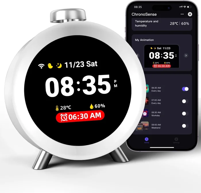 Dekala ChronoSense Smart Alarm Clock with Temperature Humidity, 4 Alar